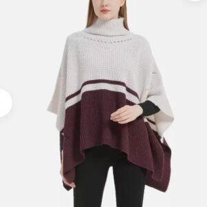 Save the Ocean Sustainable Color Block Pullover Turtleneck Poncho size O/S